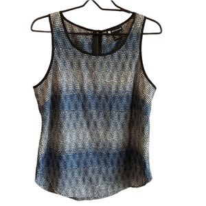 Valerie Bertinelli Women's Medium Sleeveless Blouse Black Blue White Zipper